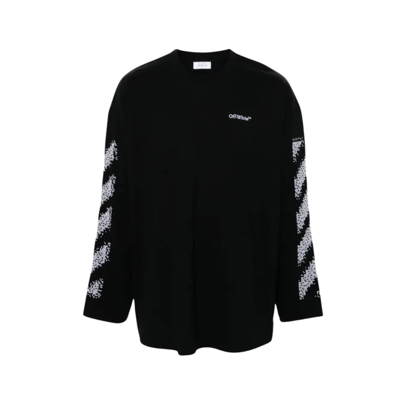 t-shirt manche longue Pixel Diagonal coton noir
