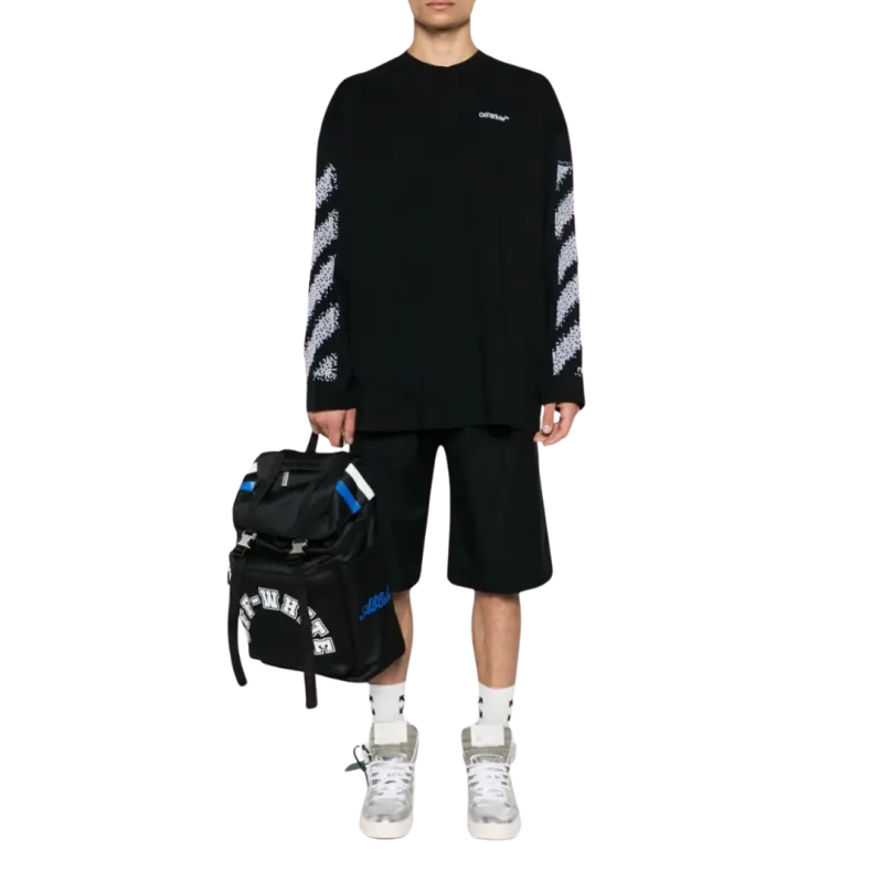 t-shirt manche longue Pixel Diagonal coton noir