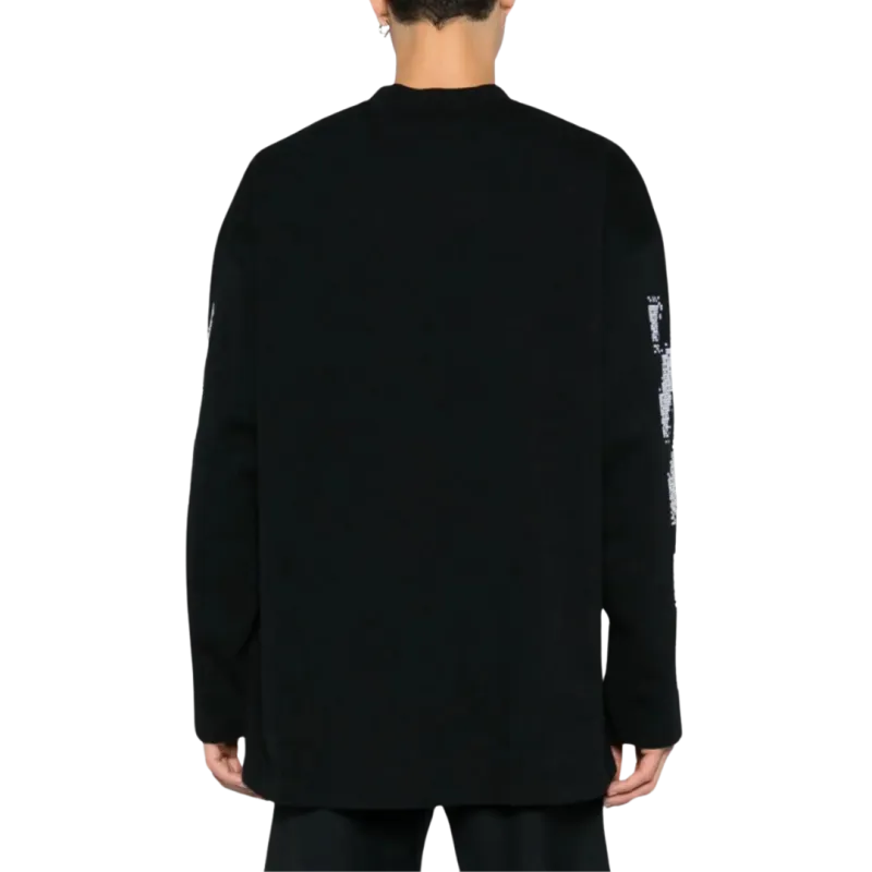 t-shirt manche longue Pixel Diagonal coton noir